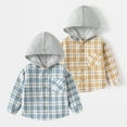 thumbnail image 1 of YTDSCS Toddler Kids Boys Plaid Shirts Jacket Long Sleeve Hooded Shirt Tops Baby Spring Button Outwear Clothes for 2-10 Years, 1 of 8