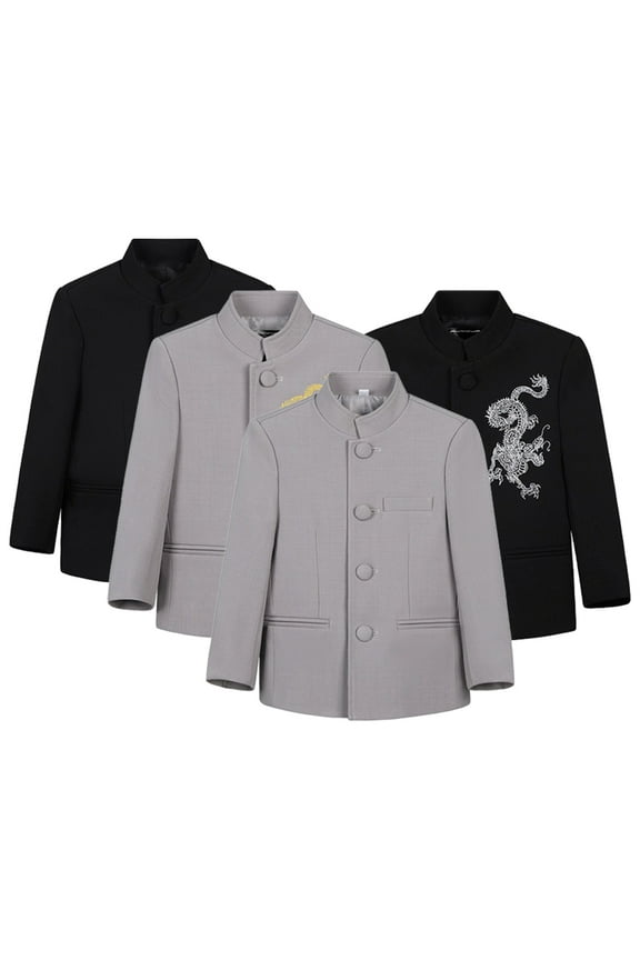 Toddler Kids Boys Suit Jacket Children's Premium Tailored Pocket Long Sleeve Gentleman Wedding Flower Girl for 2-15Y