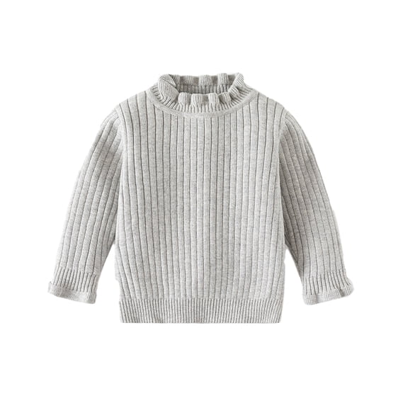 YTDSCS Toddler Kids Cotton Knit Sweaters Girls Lace Collar Pullover Tops Baby Long Sleeve Turtleneck Girls Sweatshirt for Fall Winter 1-8 Years Old