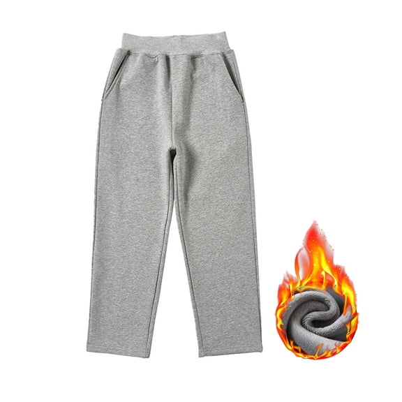 YTDSCS Toddler Kids Girls Boys Fleece Sweatpants Straight Youth Jogger School Uniform Pants Winter Warm Trousers with Pocket for 5-19 Years Old