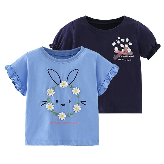 YTDSCS Toddler Kids Girls Cotton T-Shirts Summer Short Sleeve Pullover Tops Loose Casual Tees Shirt for 1-8 Years