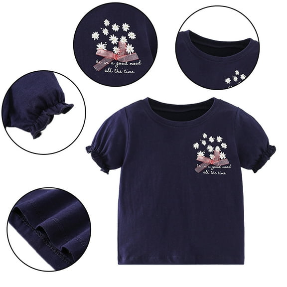 YTDSCS Toddler Kids Girls Cotton T-Shirts Summer Short Sleeve Pullover Tops Loose Casual Tees Shirt for 1-8 Years