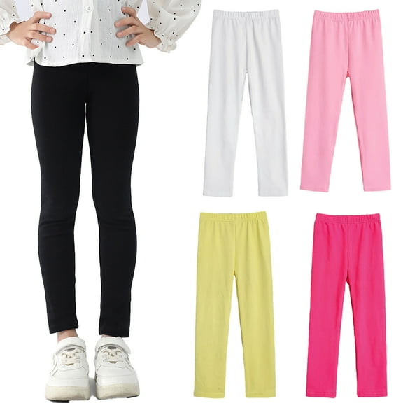 YTDSCS Toddler Kids Girls Stretch Leggings Solid Colour Milk Silk Long Pants Baby Slimming Trousers Spring Summer Clothes for 2-10 Years