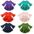 thumbnail image 1 of YTDSCS Toddler Kids Spring Summer T-Shirt for Girls 1-6T Baby Solid Color T-Shirt Ruffle Sleeve Top Cotton Clothes Spring Summer Flared Sleeve Front Short Back Long Top, 1 of 8