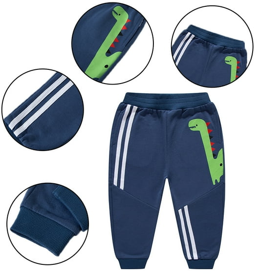 YTDSCS Toddler Kids Sweat Pants Jogger Pants Casual Joggers Trousers Baby Cotton Active Sweatpants Cartoon Dinosaur Soft Lounging Bottoms for Boys 1-8Years