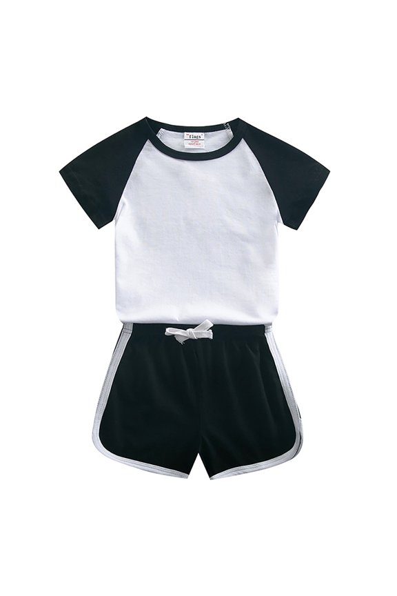 Toddler Kids T-Shirt Outfits 2PCS for Girls Boys Summer Short Sleeve Crewneck Pullover Tees + Shorts Cotton Set Size 3-9T