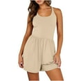 thumbnail image 1 of YTDSCS Women Workout Romper Onesies Sleeveless Jumpsuit Shorts Women's Atheletic Solid Color Bodysuit for Summer S-2XL, 1 of 8