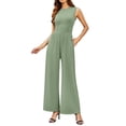 thumbnail image 1 of Qudderr Womens Crewneck Jumpsuits Summer Casual Rompers Sleeveless Slim Bodysuit Women's Elastic Waist Loose Onesies with Pockets S-2XL, 1 of 8