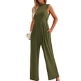 thumbnail image 1 of YTDSCS Womens Sleeveless Jumpsuits Summer One Piece Wide-Leg Pants Women's Solid Color Rompers with Pocket S-2XL, 1 of 8