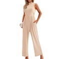 thumbnail image 1 of YTDSCS Womens Sleeveless Jumpsuits Summer One Piece Wide-Leg Pants Women's Solid Color Rompers with Pocket S-2XL, 1 of 8