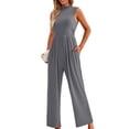 thumbnail image 1 of YTDSCS Womens Sleeveless Jumpsuits Summer One Piece Wide-Leg Pants Women's Solid Color Rompers with Pocket S-2XL, 1 of 8