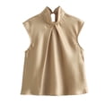 thumbnail image 1 of YTDSCS Womens Sleeveless Shirt Summer Halter Tank Blouse Tops Satin Textured Dress Shirt for Women's XS-L, 1 of 9