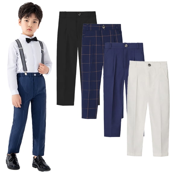 YTDSCS Youth Kids Boys Dress Pants 1-14Years Spring Summer Big Boys Flat Front Pring Student Performance Host Dress Suit Pants