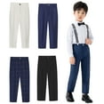 thumbnail image 1 of YTDSCS Youth Kids Boys Dress Pants 1-14Years Spring Summer Big Boys Flat Front Pring Student Performance Host Dress Suit Pants, 1 of 7