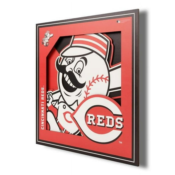 YTF MLB Cincinnati Reds 3D Logo Series Wall Art 12x12