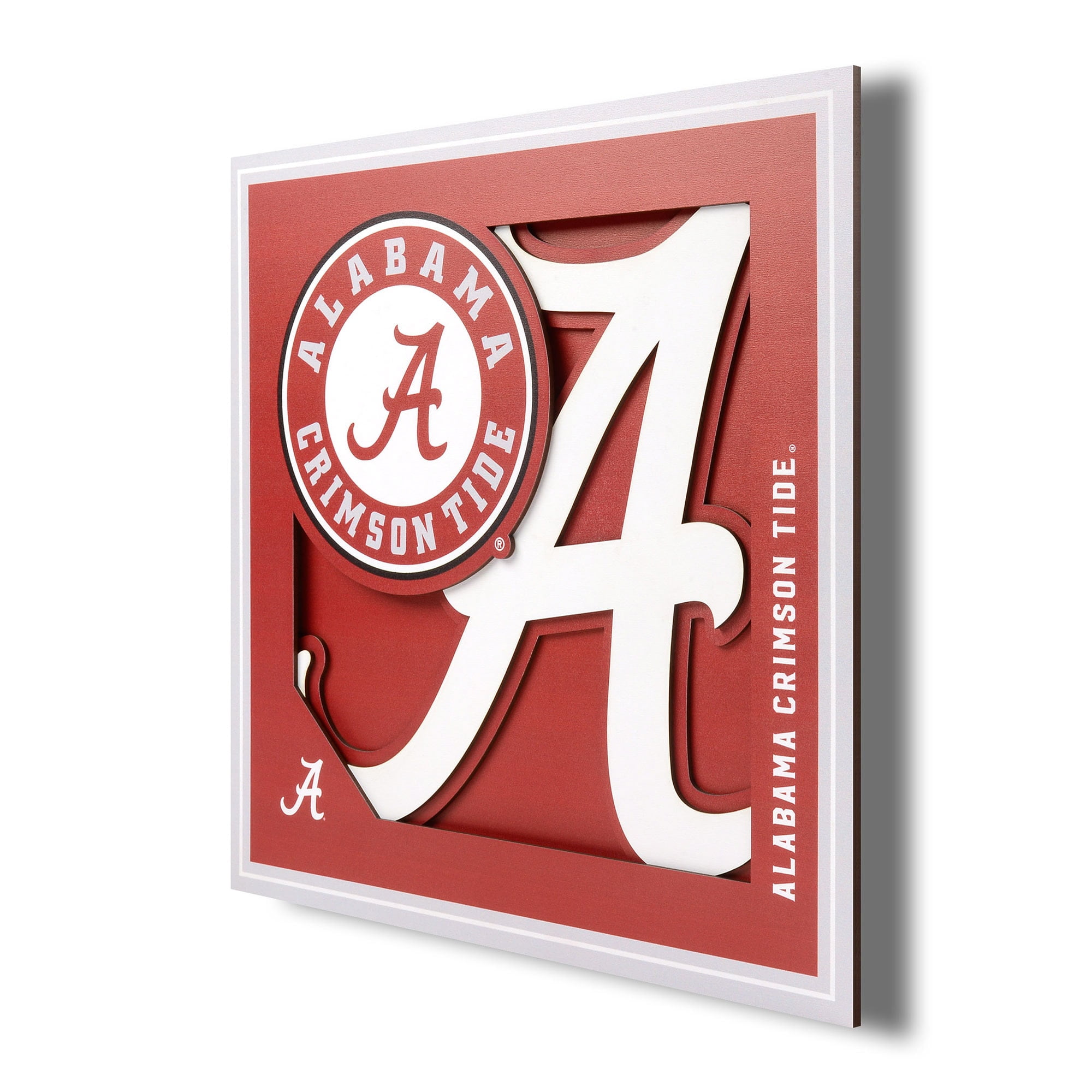 Alabama Crimson Tide Red and White 3D Logo Wall Art