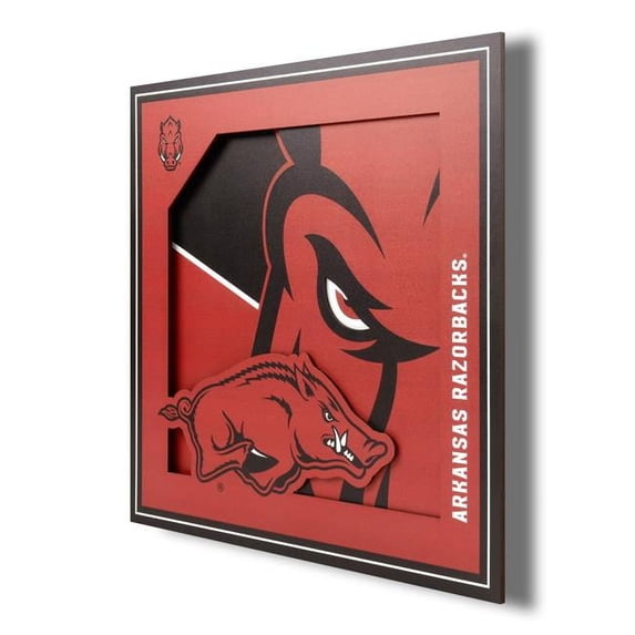 YTF NCAA Arkansas Razorbacks 3D Logo Series Wall Art 12X12