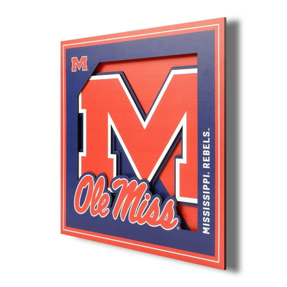 YTF NCAA Mississippi Rebels 3D Logo Series Wall Art 12X12