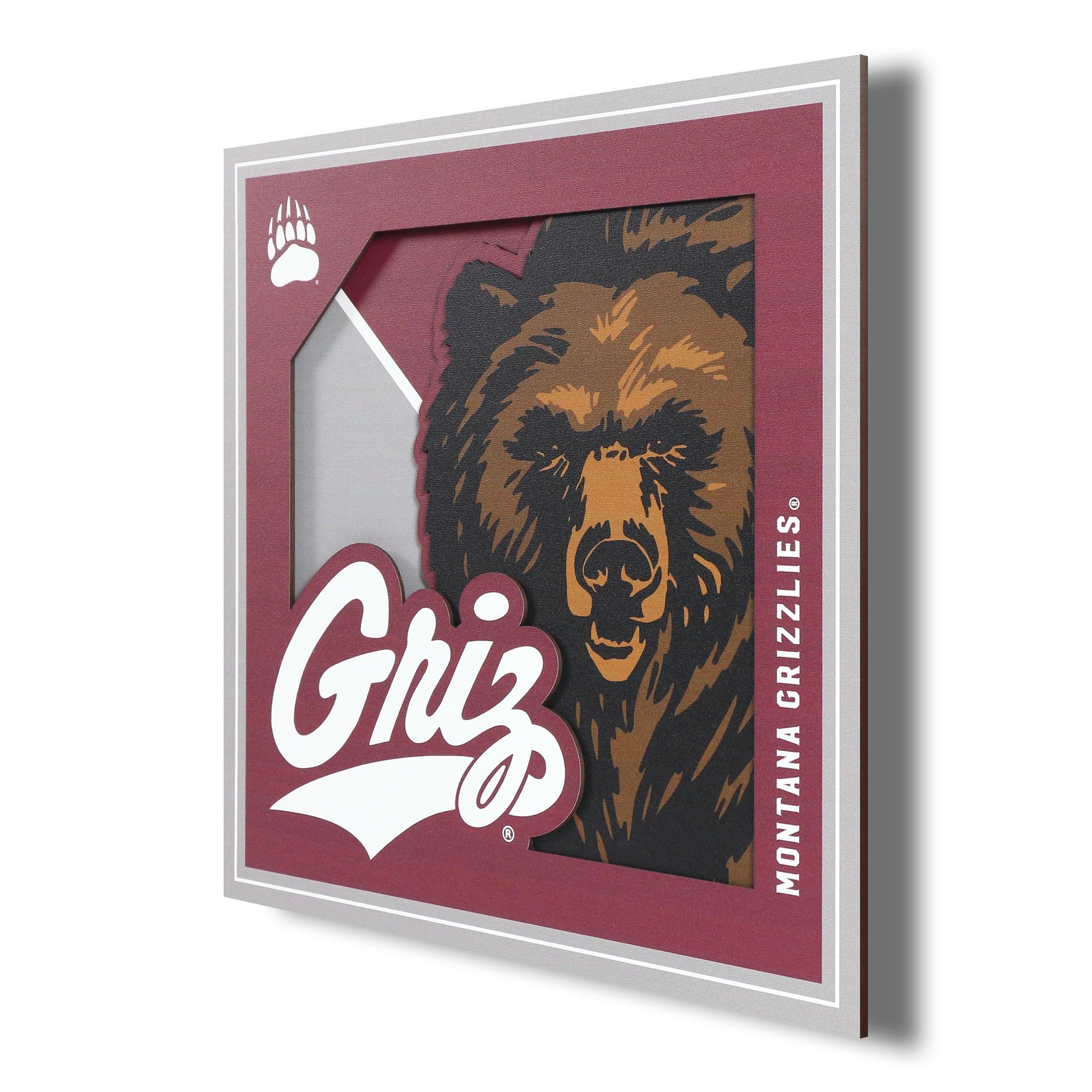 YTF NCAA Montana Grizzlies 3D Logo Series Wall Art 12X12 Walmart Business Supplies