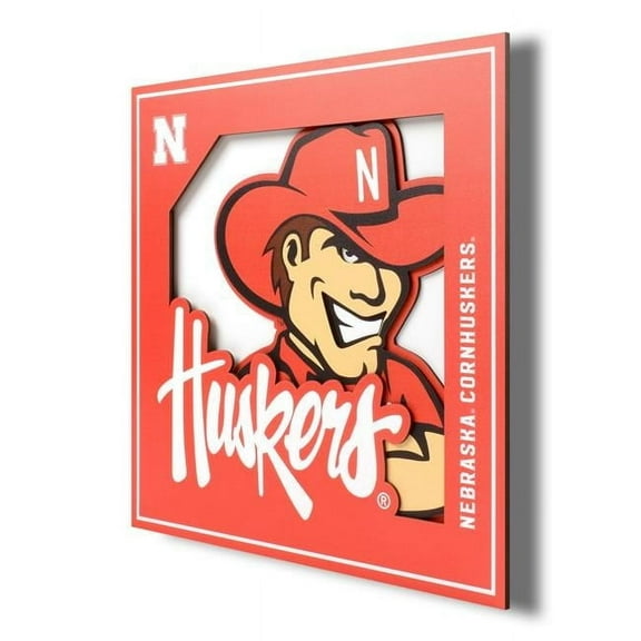 YTF NCAA Nebraska Cornhuskers 3D Logo Series Wall Art 12X12