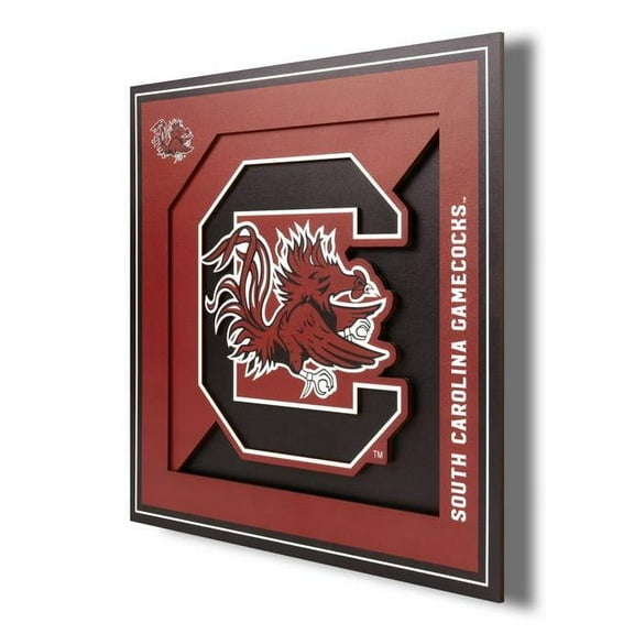 YTF NCAA South Carolina Gamecocks 3D Logo Series Wall Art 12X12