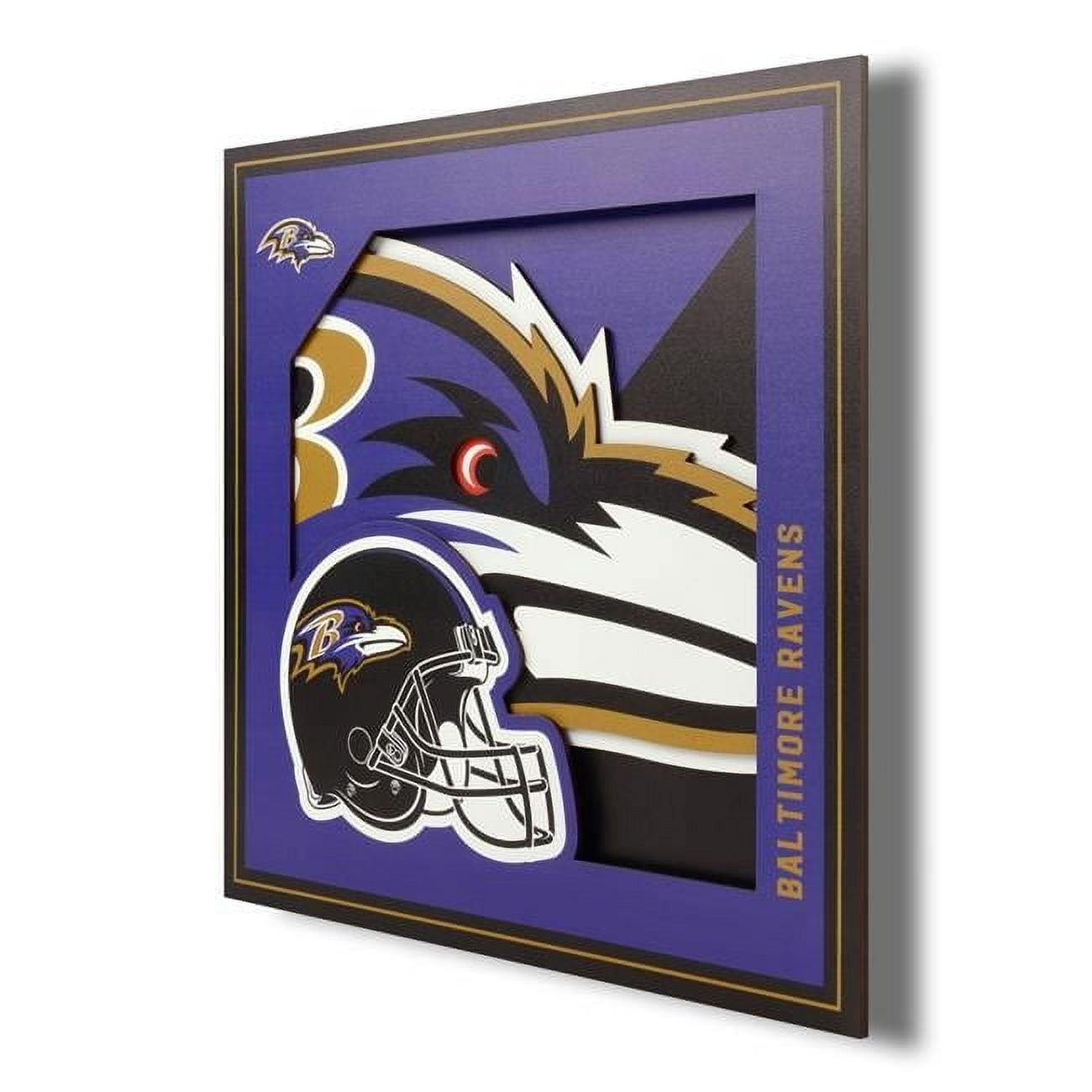 YTF NFL Baltimore Ravens 3D Logo Series Wall Art 12X12