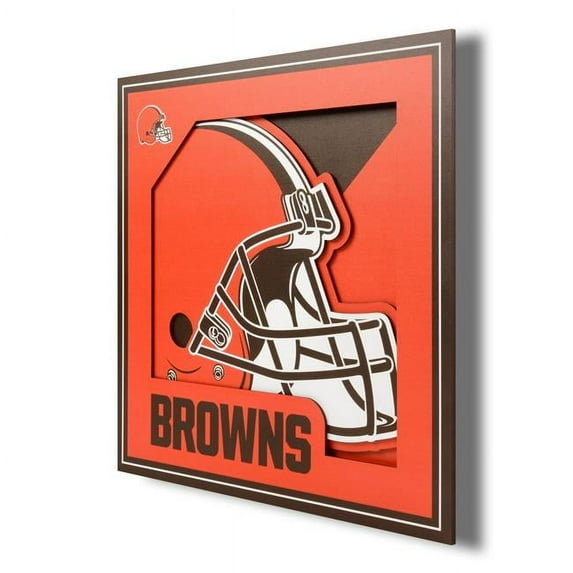 YTF NFL Cleveland Browns 3D Logo Series Wall Art 12X12