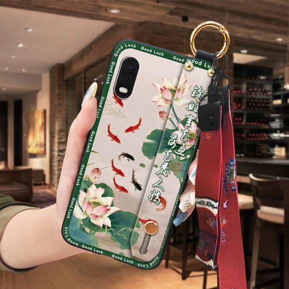 YTF-Phone Case For Samsung Galaxy Xcover Pro, Anti-knock for mom Back Cover Soft case Kickstand Anti-dust Lanyard old lady Dirt-resistant Phone Holder protective Durable Silicone ring