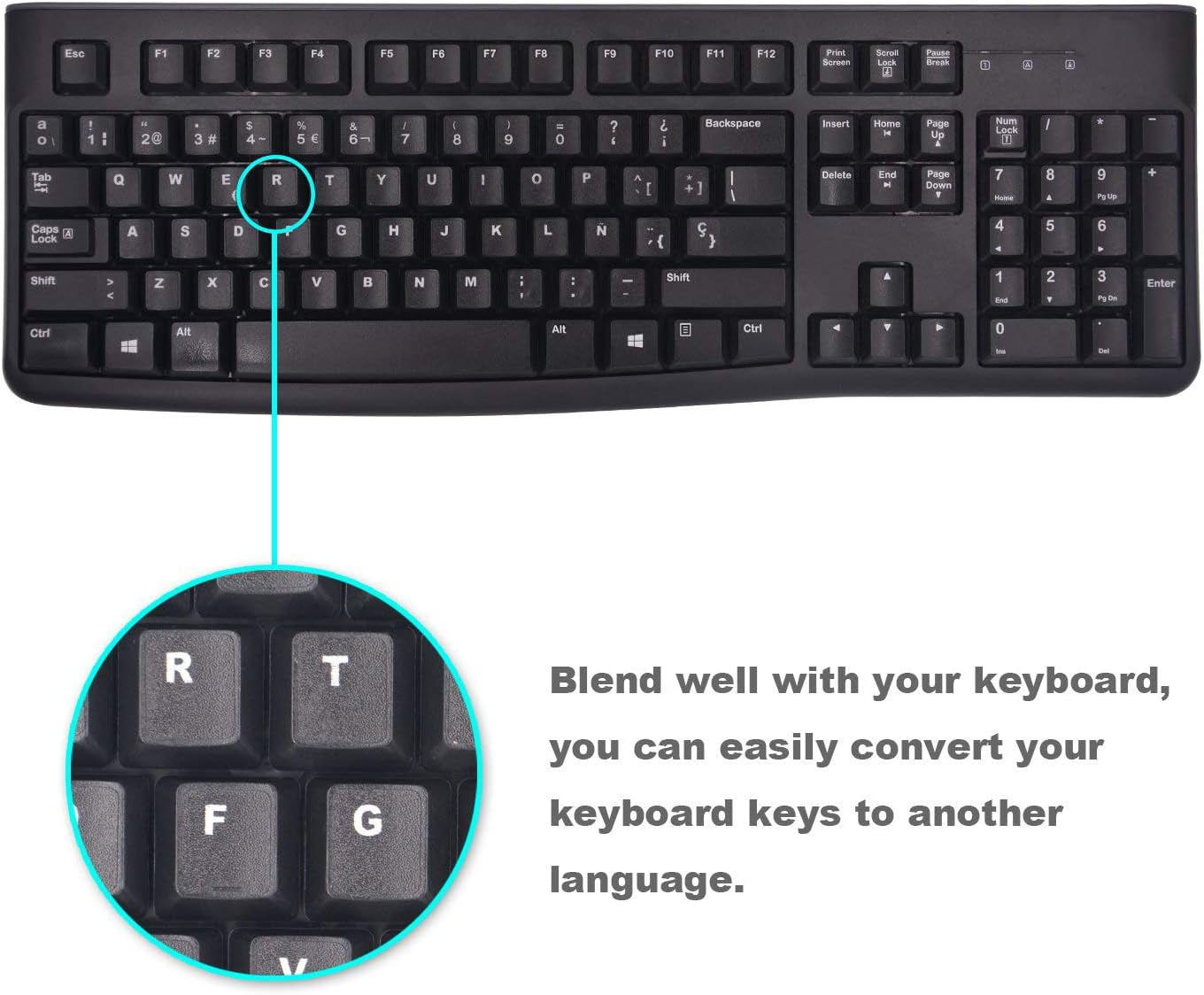 YTGRF-2PCS Spanish Keyboard Stickers, Matte Replacement Spanish ...