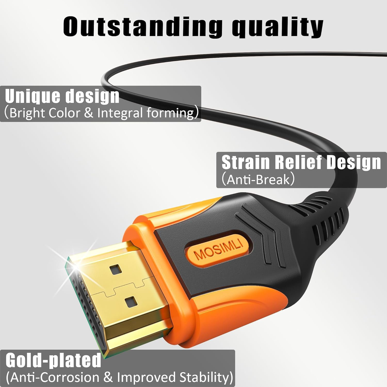 MOSIMLI 4K HDMI 2.0 Cable 10FT 5-Pack, High Speed 18Gbps HDMI Cord