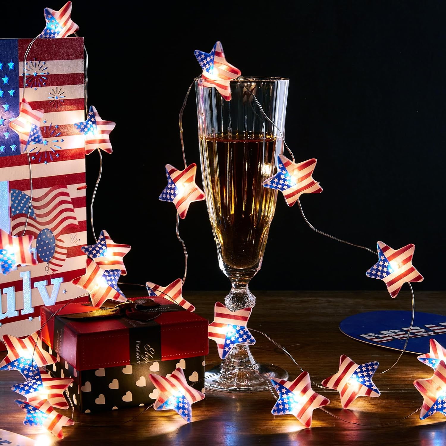July In Led YTGRF-4th of July Decorations 12.8ft Red White and Blue String Lights ...