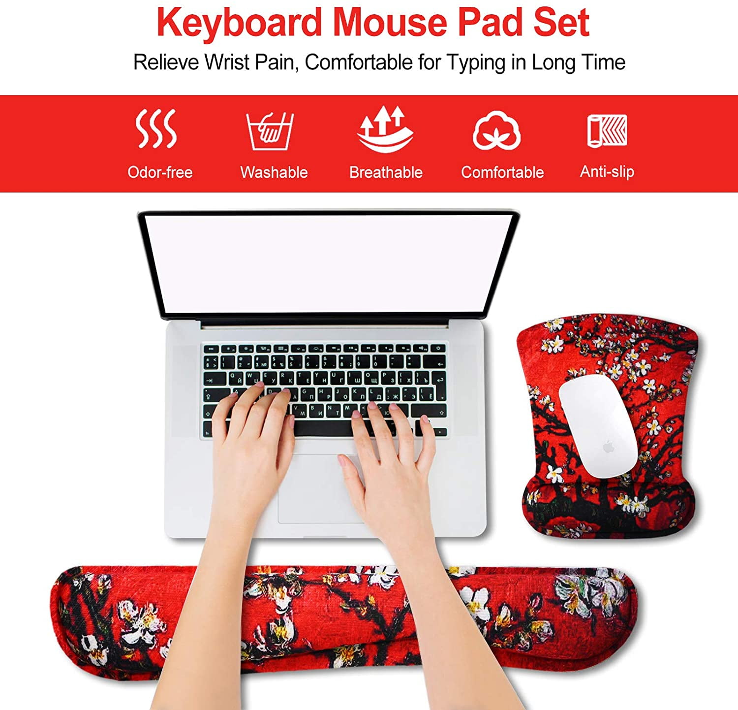 YTGRF-ArtSo Keyboard Wrist Rest and Mouse Pad with Wrist Support ...