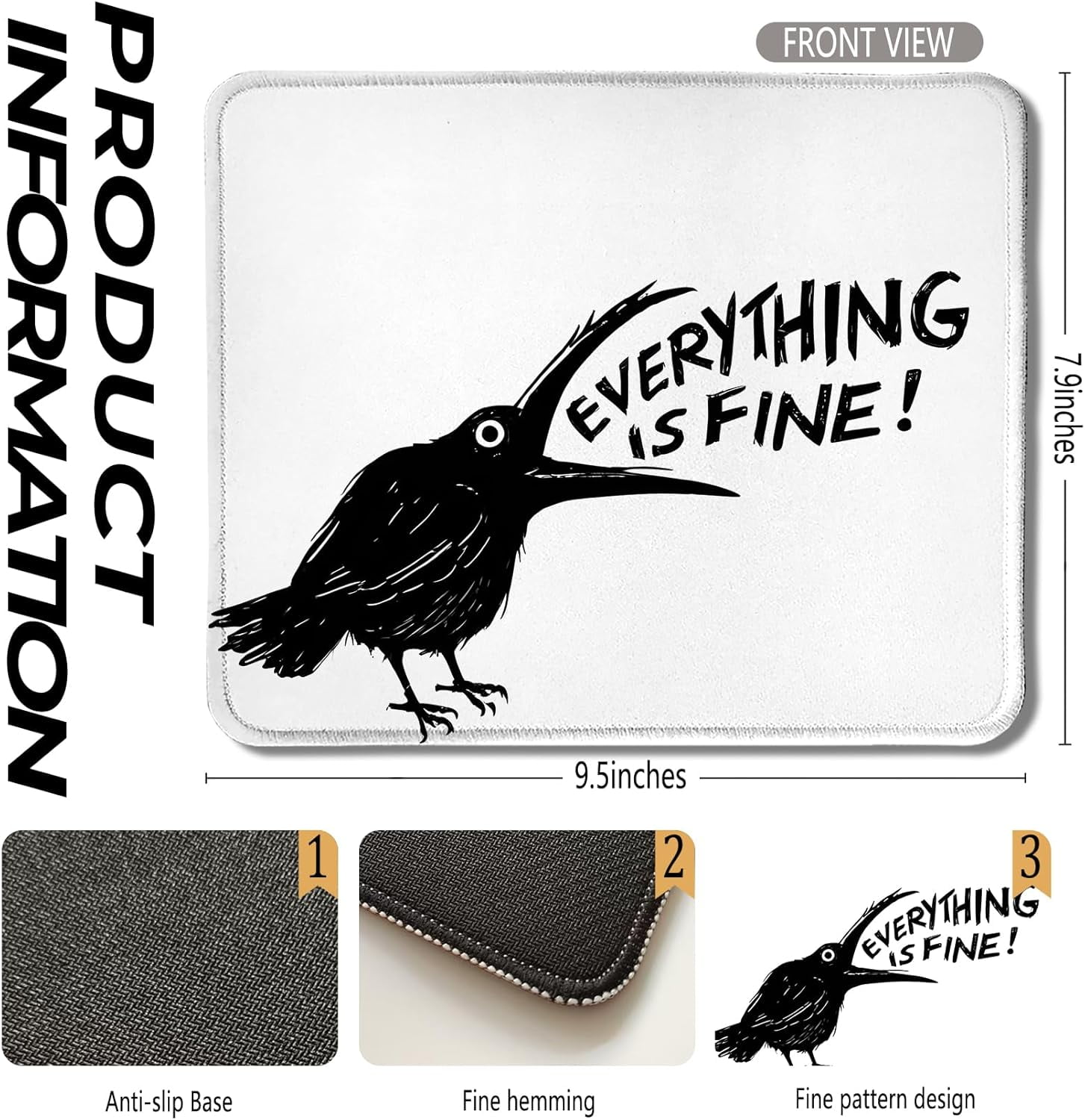 YTGRF-Everything is Fine Raven Funny Mouse Pad,Funny Raven Mouse Pad ...