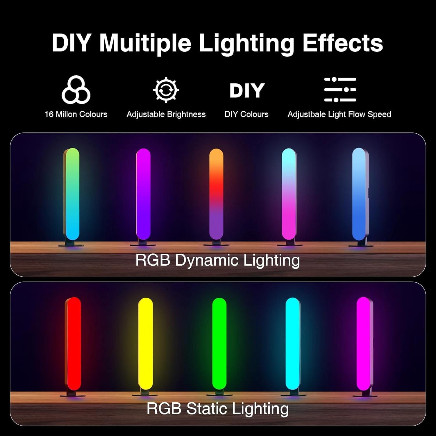 YTGRF-LED Light Bar, Music Synced RGB Light Bars, 16 Million Colors ...