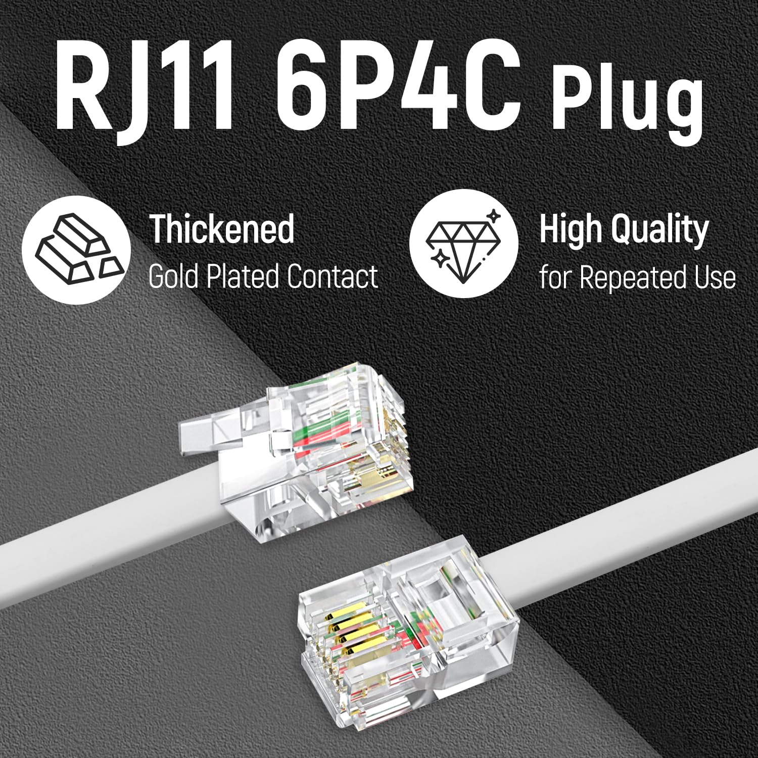 Computer/phone Coupler Telephone Cord 33 Ft Phone Extension Cord With 20 Cable Clips & Coupler ...