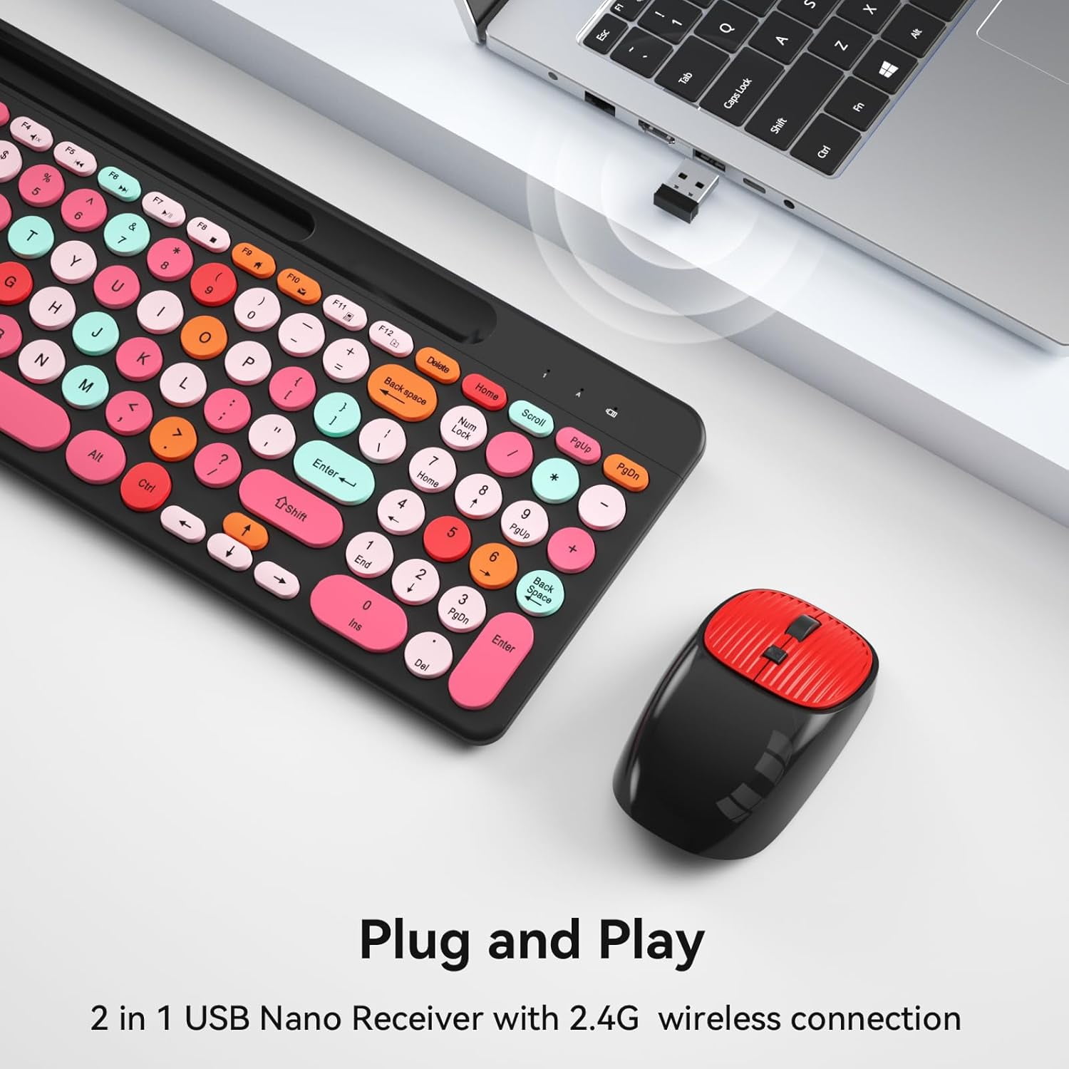 Keyboard With Rounded Top YTGRF-Retro Typewriter Wireless Keyboard with Round Keycaps, 2.4GHz ...