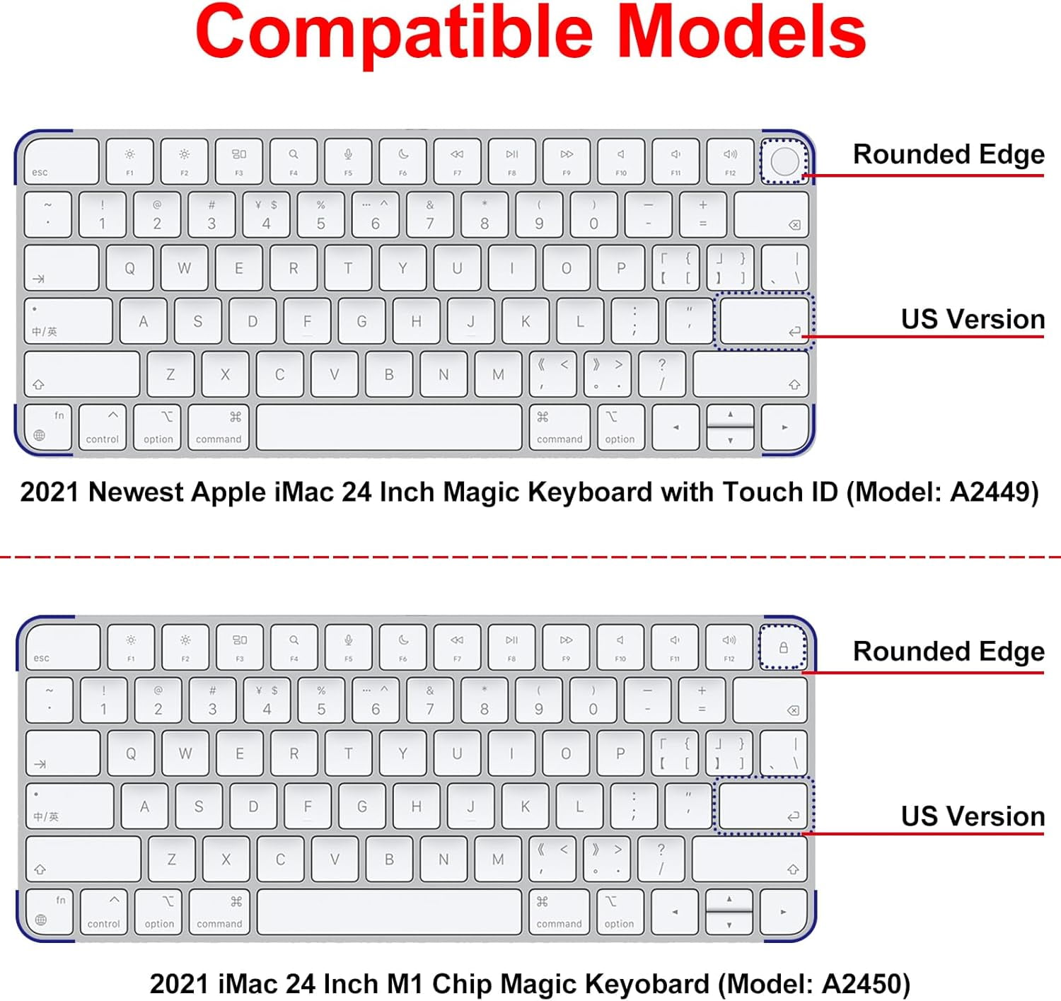 YTGRF-Silicone Keyboard Cover for 2021 New Model A2449 iMac Magic ...