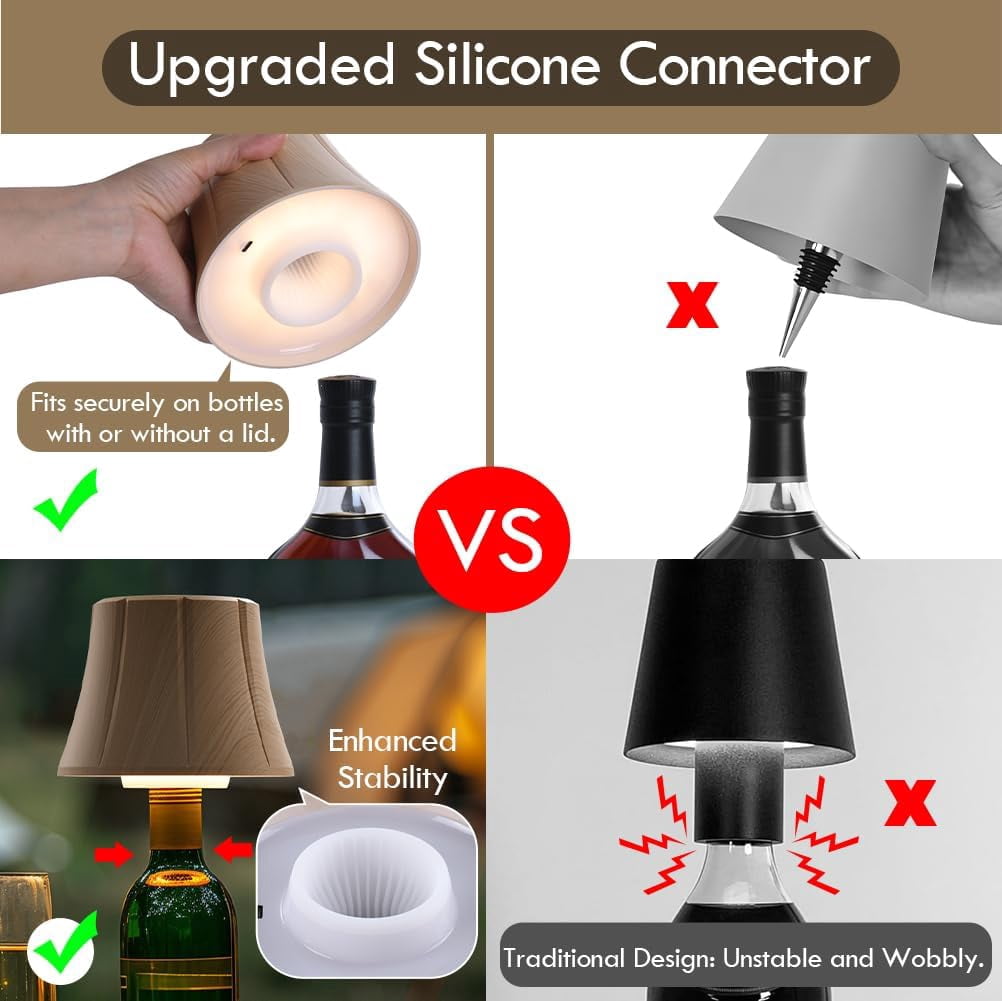YTGRF-Wireless Bottle Lamp Shades for Table Lamps, 3 Level Brightness ...