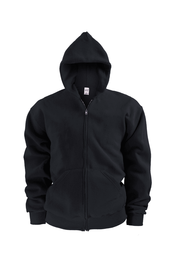 YTH ZIP HD 9OZ FLCE 50C/50P-B9078,B9078,BLACK,S