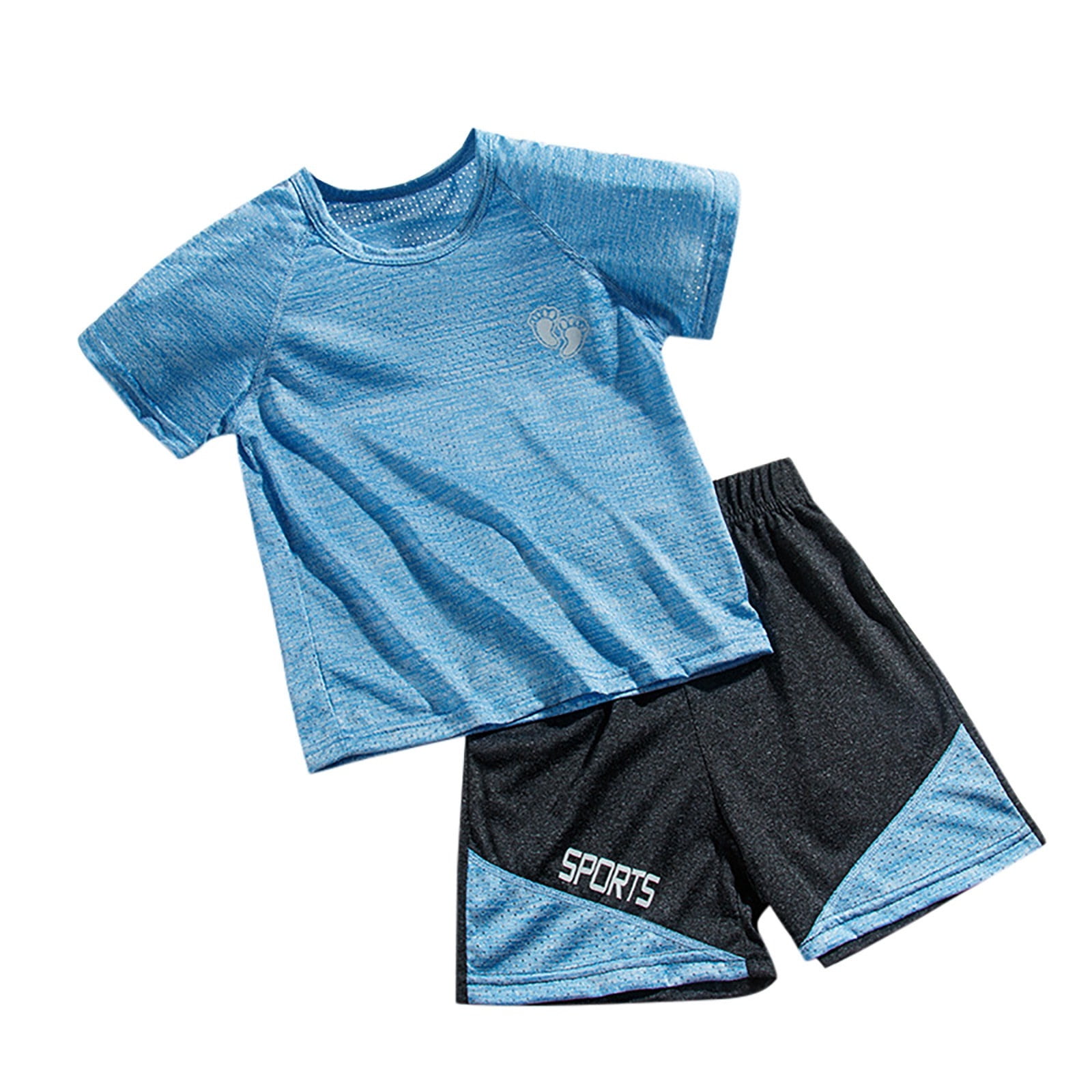 YTIANH Child Kids Short Sleeve Sport Top and SweatShorts School PE Activewear Uniform Summer Tracksuit Light Blue 9 10 Years Walmart