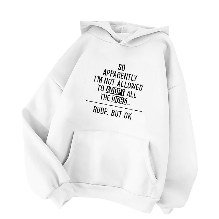 YTIANH Custom Hoodies Women s Sweatshirts Long Sleeve Hoodie Casual Loose Drawstring Pullover Tops with Pockets White M Walmart