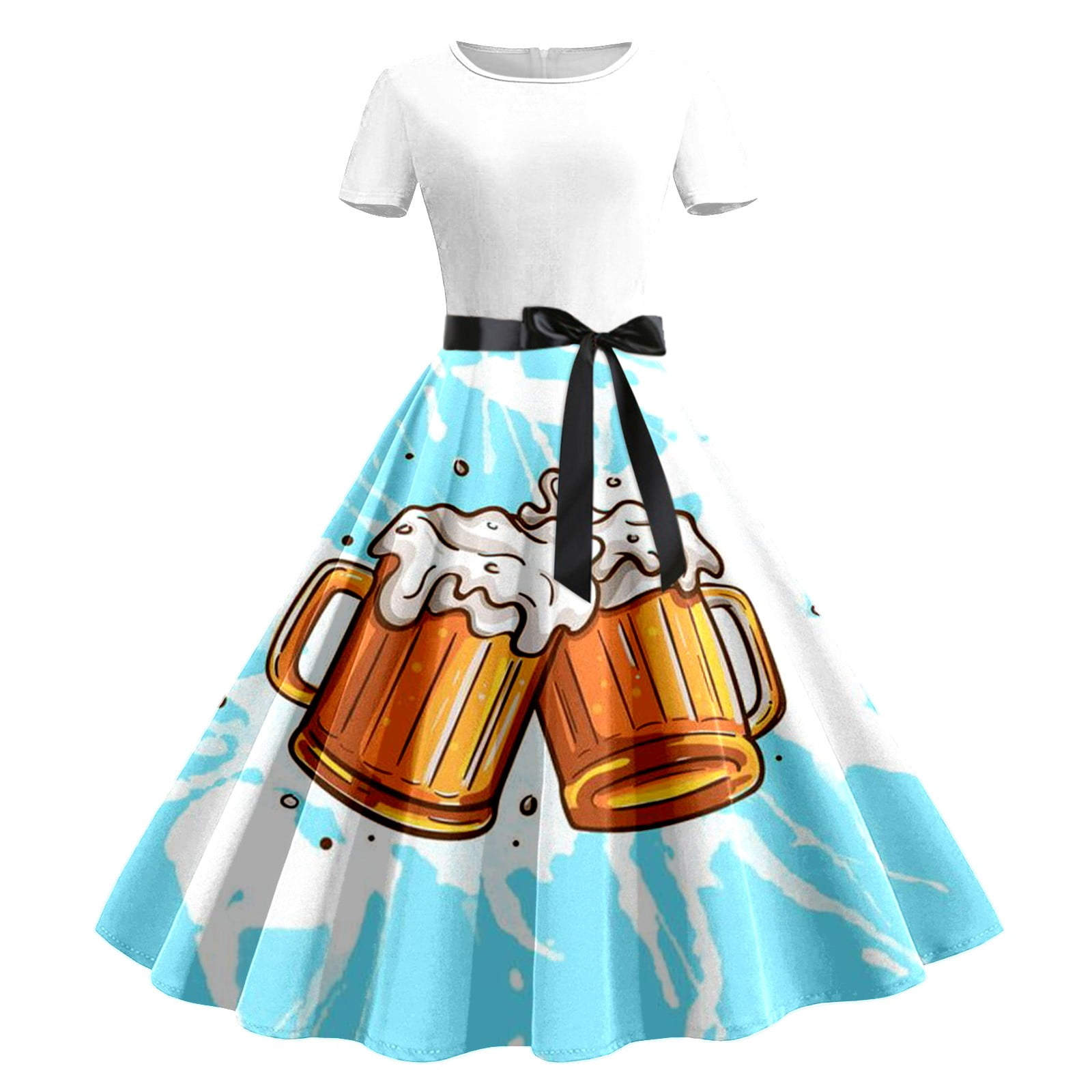 YTIANH Dress for Women Oktoberfest Vintage Cocktail Dress Short Sleeve ...