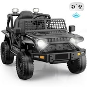 YunTopKids 12V Ride on Toys for Toddlers, Electric Car for Kids, Ride on Truck for Boys Girls with Parent Remote Control, Music Player,3 Speeds,Black