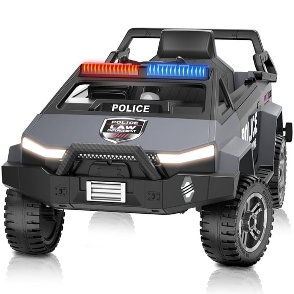 YunTopKids 24 volt ride on toys, Electric Police Car for Kids Powered Ride on Toys Cop Cars with Remote Control, Alarm Lights,Music,4.5mph Max Speed,Gray