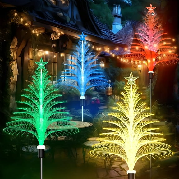 YTKUS 4 Pack Solar Firework Lights Outdoor Waterproof Jellyfish and Star Flower Lights Christmas Garden String Lights for Yard Pathway Walkway Lawn Patio Decoration