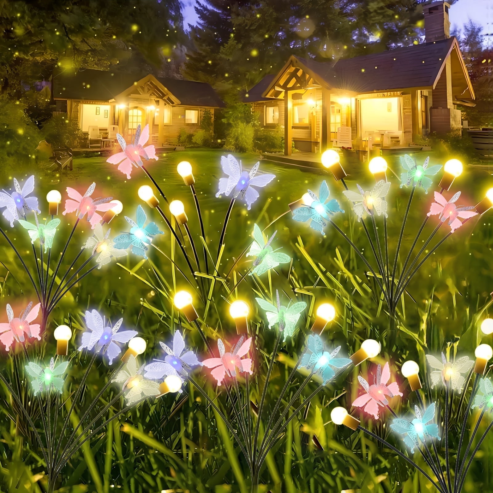 YTKUS 6 Pack Solar Garden Light Outdoor 8 LEDs Firefly Solar Lights for Outside, Waterproof Swaying Solar Powered Yard Lights for Patio Garden Decor Pathway Xmas Decoration