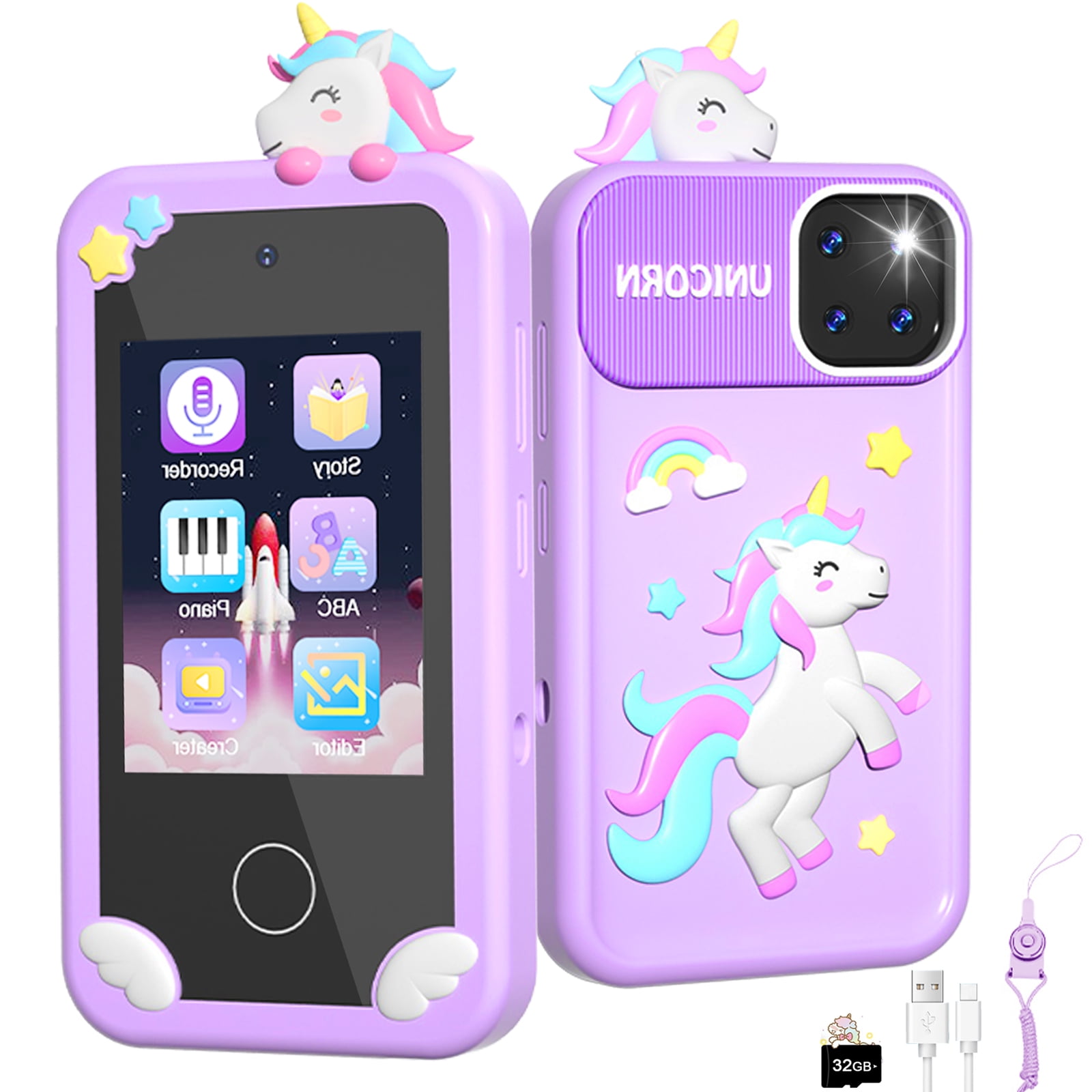 YTKUS Kids Smart Phone for Girl Kids Toys Cell Phone with 2.8