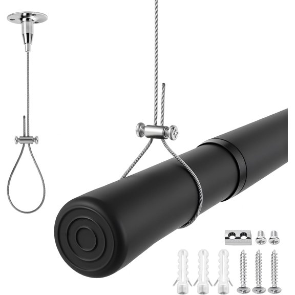 YTRFGH-1 Set Ceiling Mounted Shower Curtain Rod Support, 59" Adjustable Ceiling Suspension Holder for Curved, L-Shaped & Straight Shower Rods, Sturdy Rustproof Stainless Steel Shower Rod Support Ceil