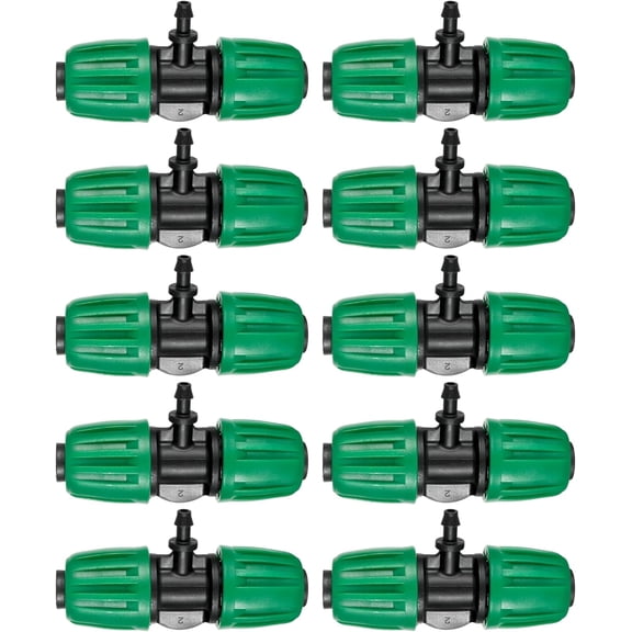 YTRFGH-10 Pcs 1/2" to 1/4" Barbed Tee Connector, 1/2 Inch to 1/4 Inch Drip Irrigation Fittings Drip Line Reducer Tee Connectors 1/2" to 1/4" 3-Way Splitter Connectors for Garden Drip Irrigation Syste
