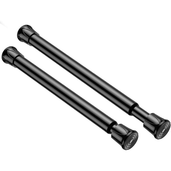 YTRFGH-2 Pack Spring Tension Curtain Rod 8 to 12.5 Inch, DIY Mini Curtain Rods No Drill for Slim Window Cupboard Closet Sidelights, Black
